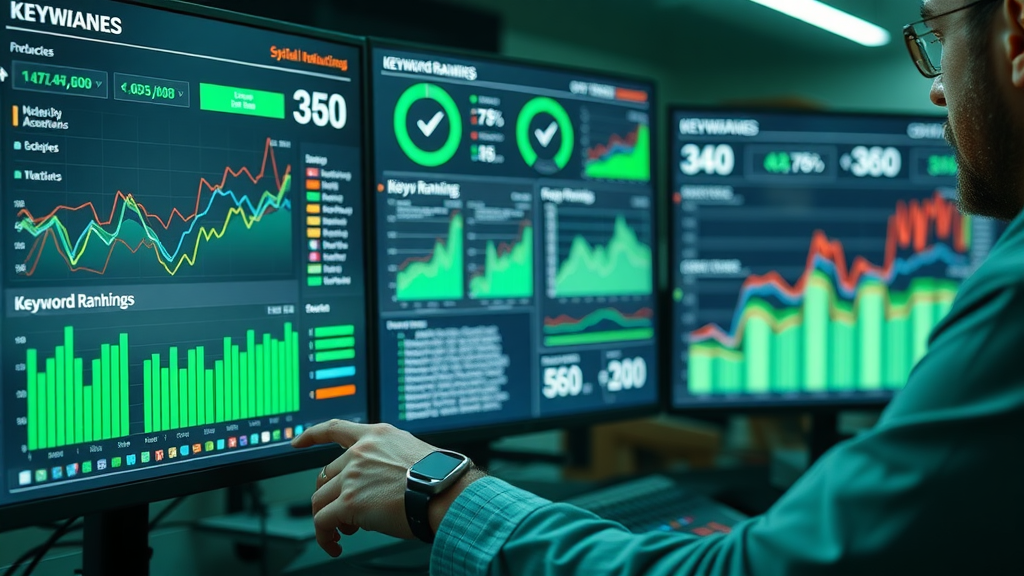Digital marketer analyzes SEO strategies for website growth and improved search engine optimization