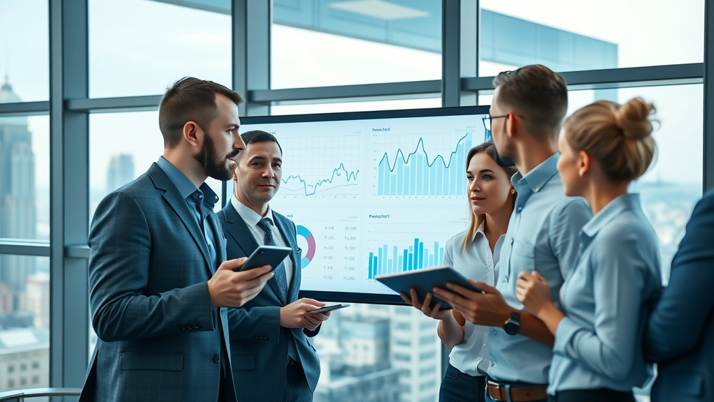 Dynamic business team analyzing website traffic data, focusing on geo targeted traffic strategies for increased conversion rates.