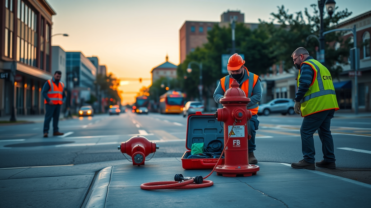 Tulsa city crew repairing fire hydrants with quality hydrant repair parts