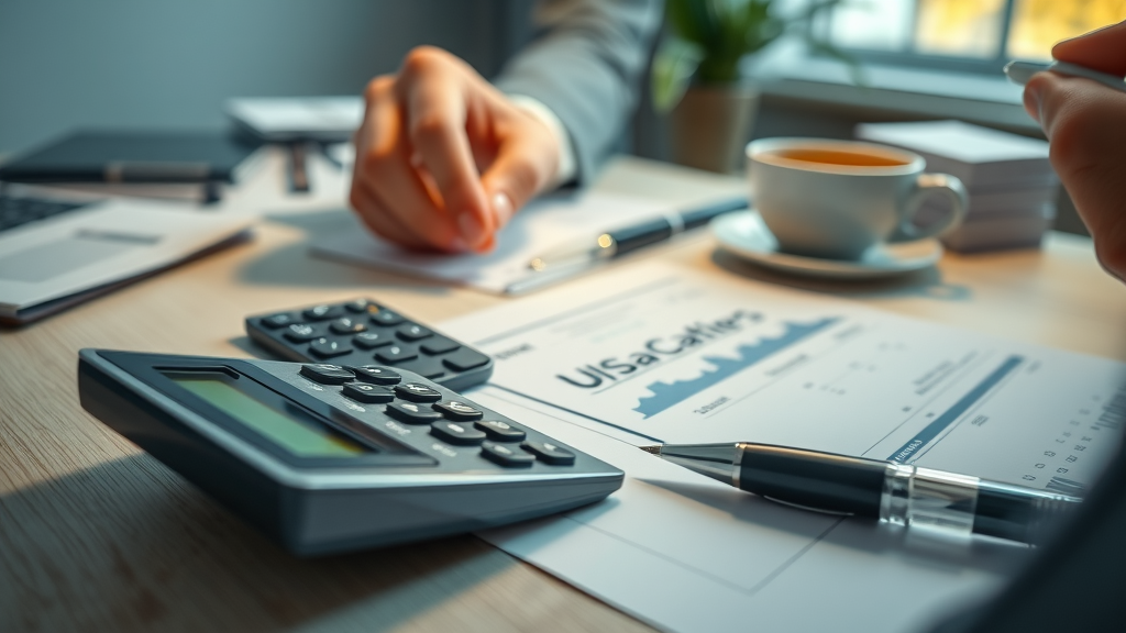 Business tax fees and preparation, small business accountant near me calculating on financial documents