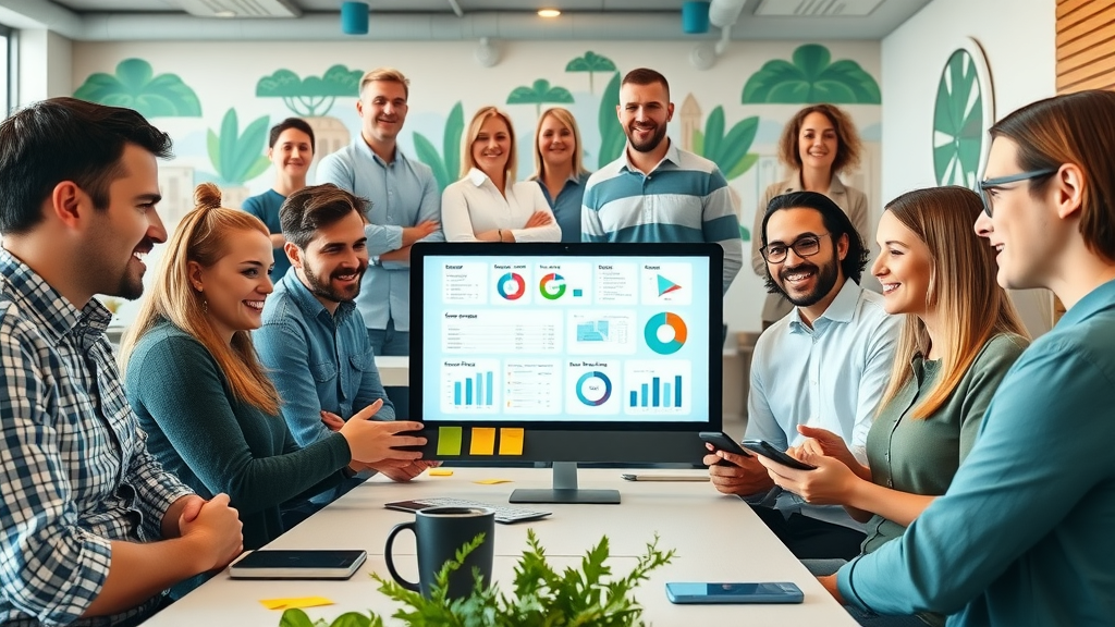 Forward-thinking Kiwi Thrive team strategizing around community growth, illustrating a collaborative vision for New Zealand business.