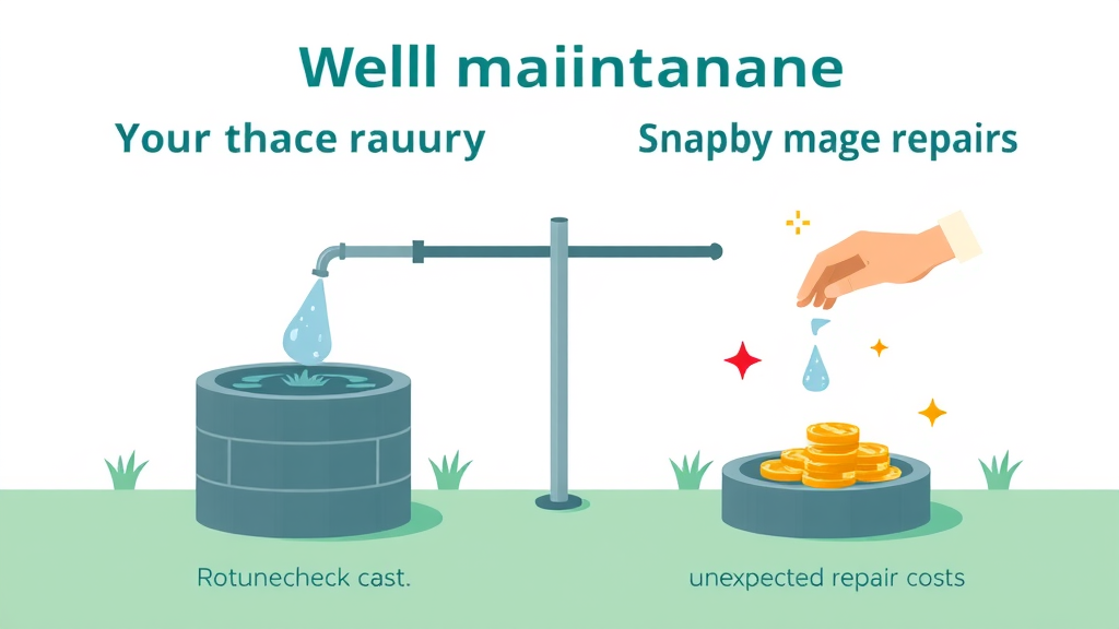Infographic comparison: annual well maintenance plan vs. unexpected water well maintenance costs—cost savings with regular maintenance plan