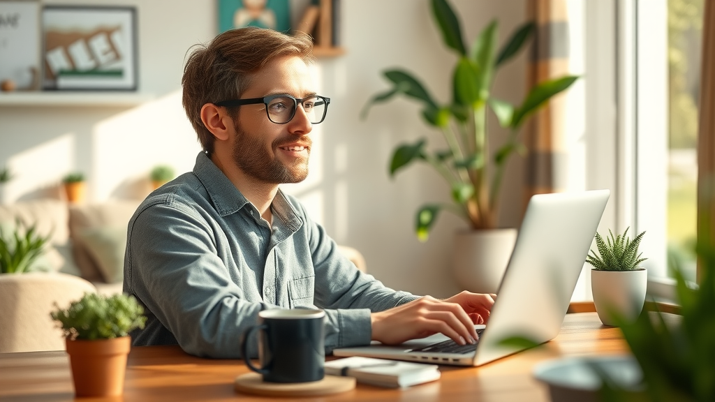 Serene home office environment—illustrates flexible work as a strategy to boost morale and employee engagement, making employees feel valued.
