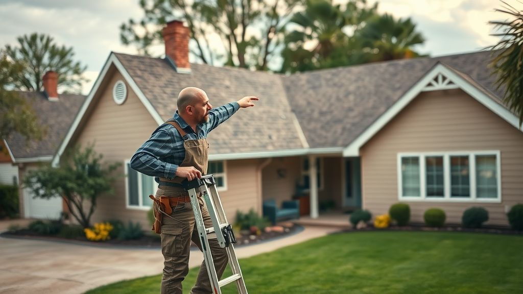 Roofing contractor Rockland County inspecting a home roof in sunny suburb