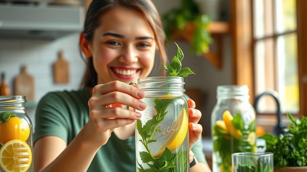 Infusing water with lemon and mint, fun ways to drink more water for weight loss