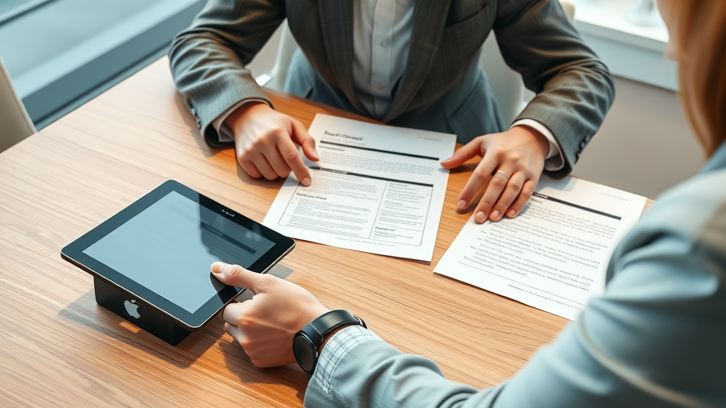 Contractor reviews applicant portfolios and construction blog writing samples to select the right content provider.