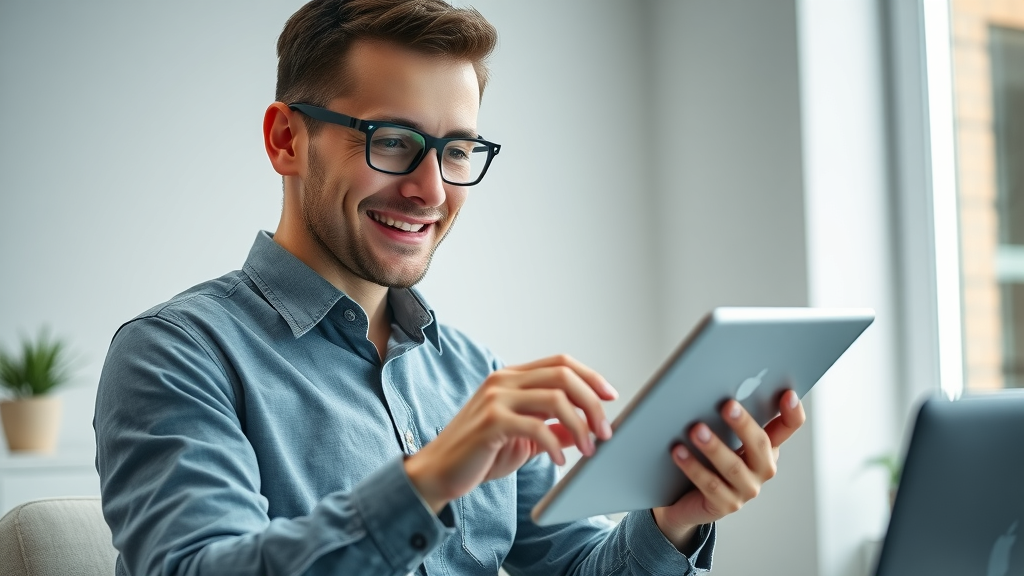 Satisfied user enjoying a fast responsive home service contractor website.