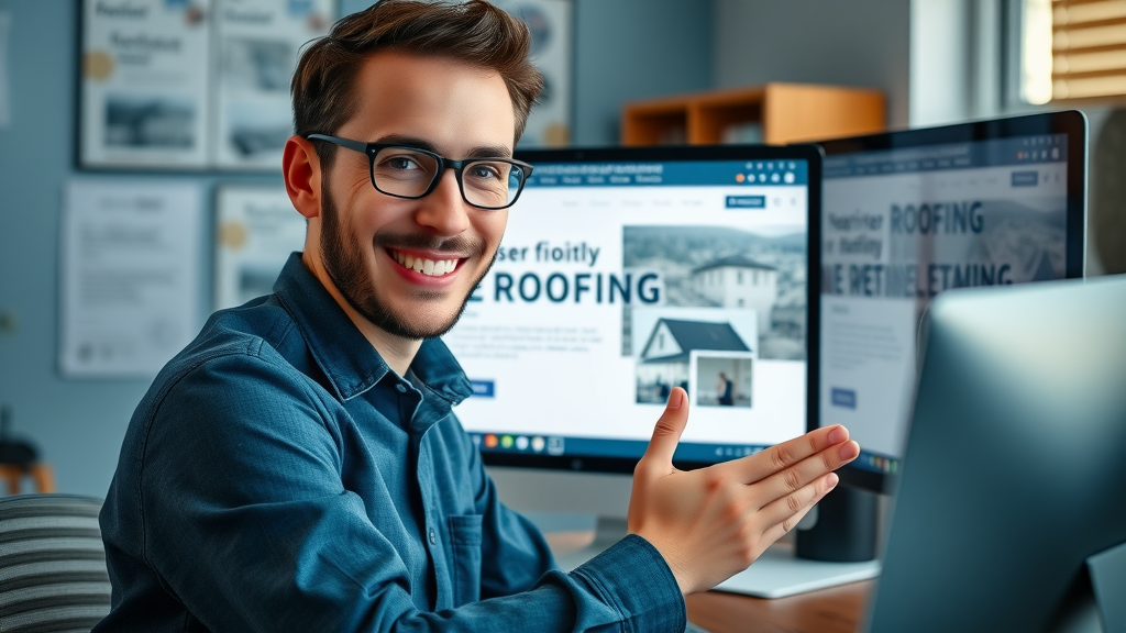 modern roofing website interface showing user-friendly navigation and strong calls to action for sales conversion