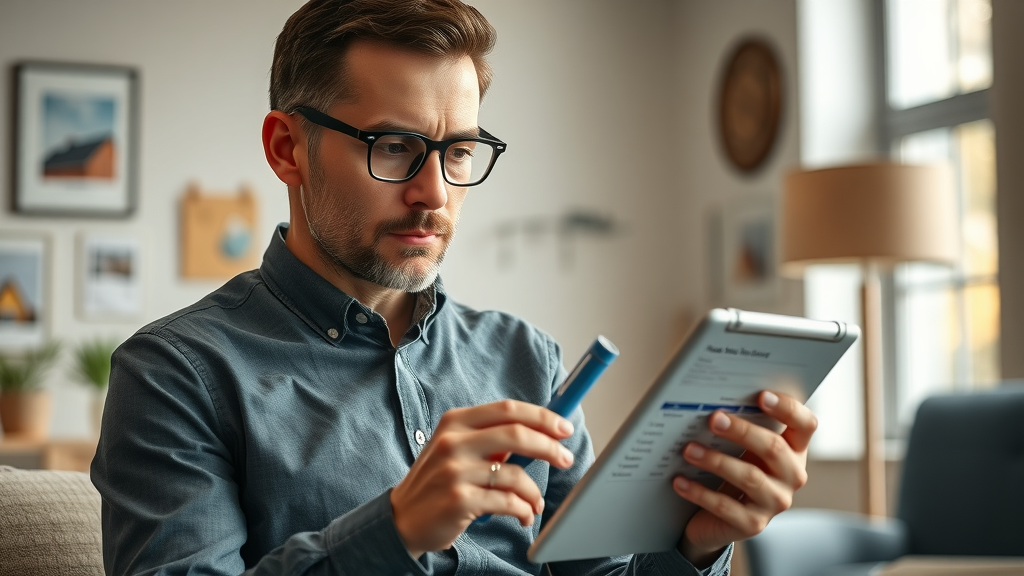 sales representative reviewing checklist to identify qualified leads for roofing projects