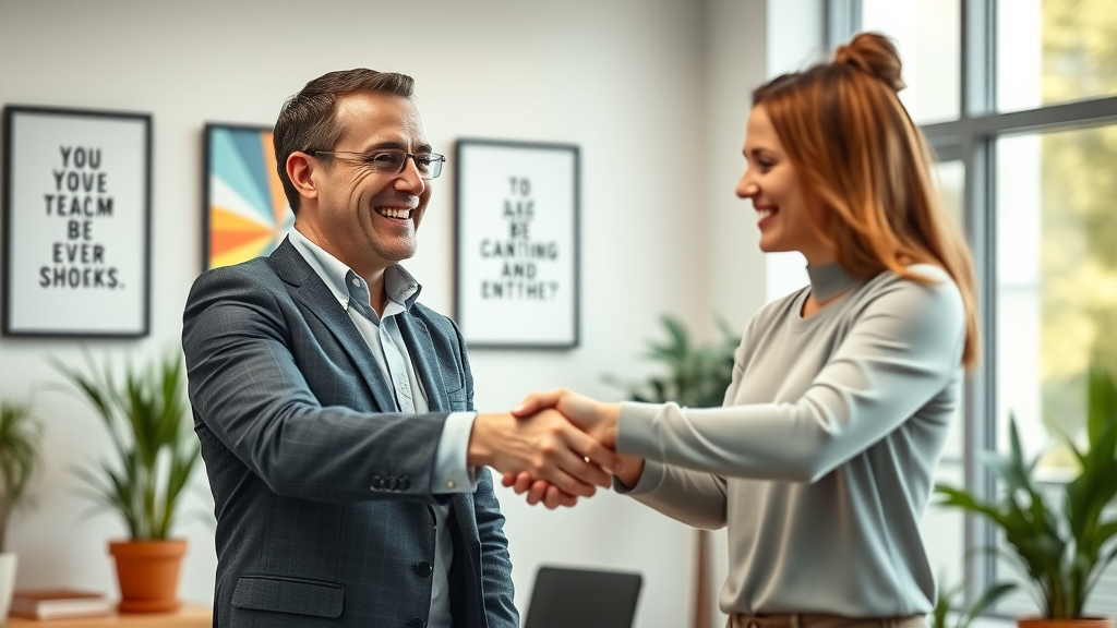 tire kickers to paying customers, happy salesperson with satisfied new customer shaking hands