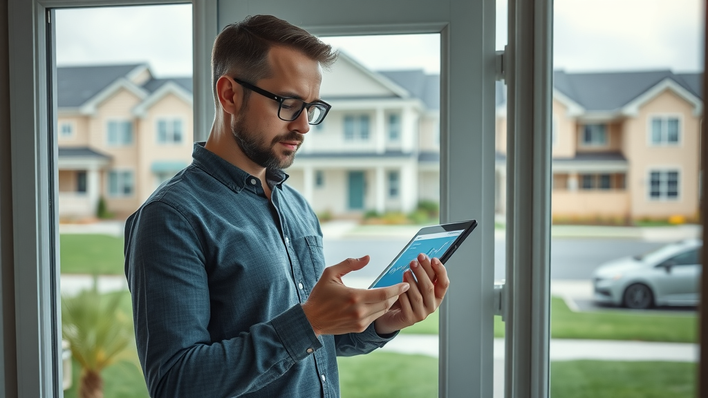 ai searches modern suburban home professional digital tablet ai search analytics