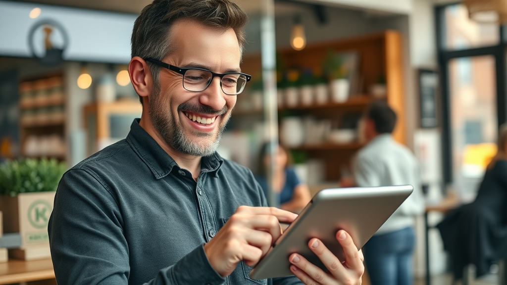 Small business owner responding to customer reviews for AI optimization