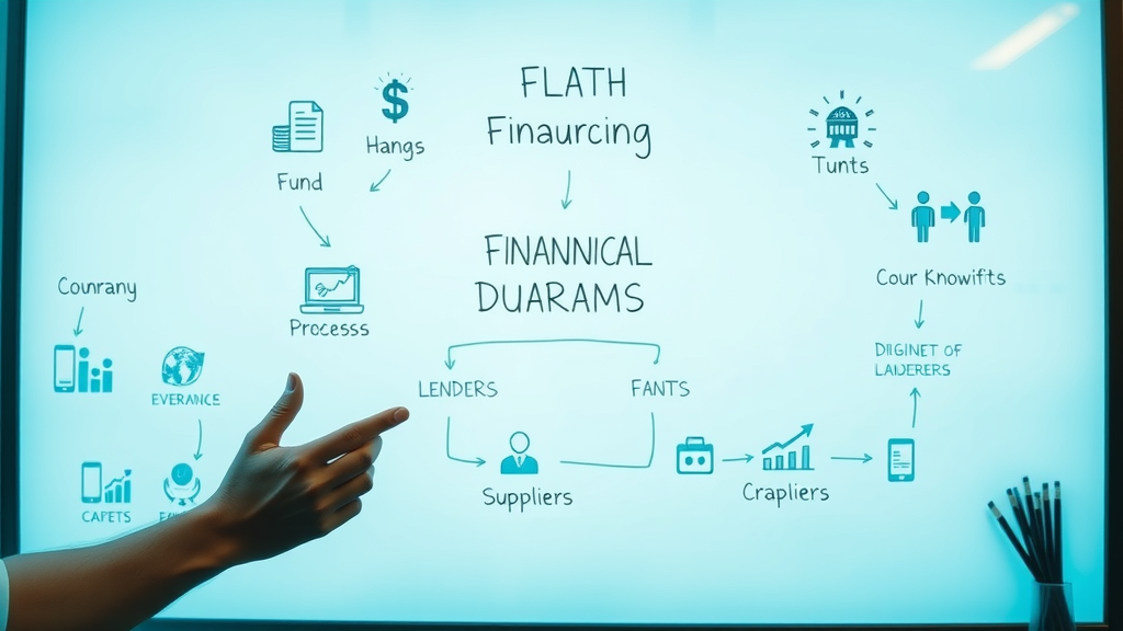 financial flow diagram showing business credit funding between small businesses, lenders, and suppliers
